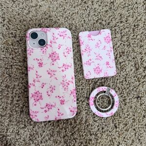 Velvet Caviar Pink Floral iPhone 14 Plus Case Set